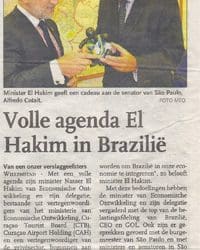 Antilliaans dagblad: Volle agenda El Hakim in Brazilie