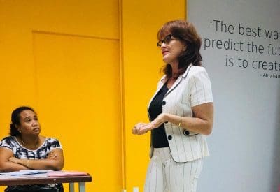 Serena did a motivational speech at Curaçao Development Institute